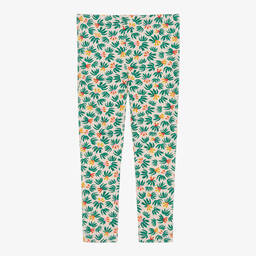 Catimini-Pink & Green Cotton Leaf Print Leggings | Childrensalon Outlet