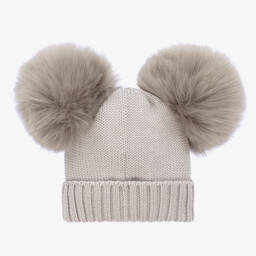Catya-Серая шерстяная шапка с помпонами | Childrensalon Outlet