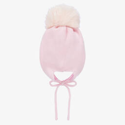 Catya-Baby Girls Pink Knitted Wool Pom-Pom Hat | Childrensalon Outlet