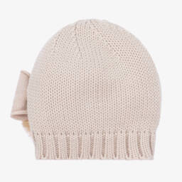 Catya-Girls Beige Merino Pom-Pom Beanie | Childrensalon Outlet