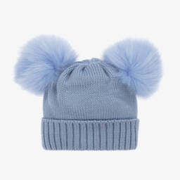 Catya-Girls Blue Wool Pom-Pom Beanie | Childrensalon Outlet