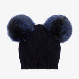 Catya-Синяя шерстяная шапка с помпоном | Childrensalon Outlet