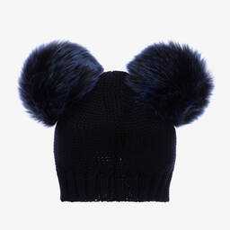 Catya-Синяя шерстяная шапка с помпоном | Childrensalon Outlet