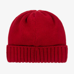 Catya-Girls Red Knitted Wool Beanie Hat | Childrensalon Outlet
