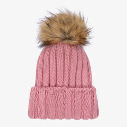 Catya-Pink Faux Fur Pom-Pom Hat | Childrensalon Outlet
