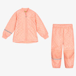 CeLaVi-Girls Coral Quilted Coat and Trousers | Childrensalon Outlet