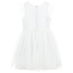 Charabia-فستان قطن و تول لون أبيض | Childrensalon Outlet