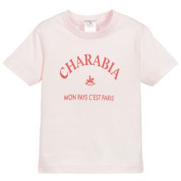 Charabia-تيشيرت قطن لون زهري فاتح للبنات | Childrensalon Outlet