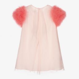 Charabia-Розовое платье из тюля с перьями | Childrensalon Outlet