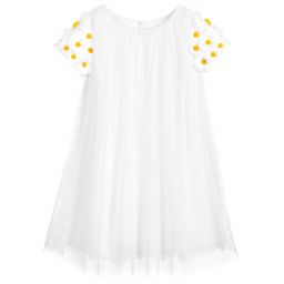 Charabia-White Tulle Daisy Dress | Childrensalon Outlet