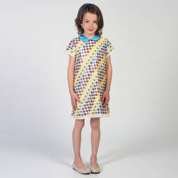 Charabia-فستان شيفون لون أصفر مزين بترتر | Childrensalon Outlet