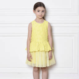 Charabia-Желтое платье из органзы и тюля | Childrensalon Outlet