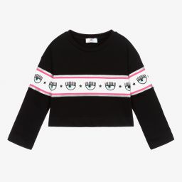 Chiara Ferragni Kids-Черный укороченный топ из хлопка | Childrensalon Outlet