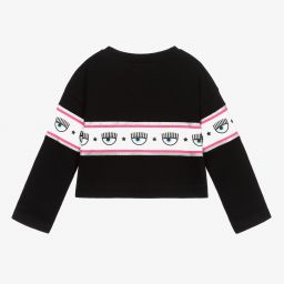 Chiara Ferragni Kids-Черный укороченный топ из хлопка | Childrensalon Outlet