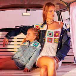 Chiara Ferragni Kids-Crochet Denim Jersey Jacket | Childrensalon Outlet