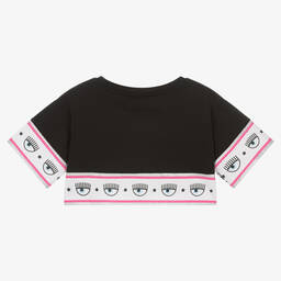 كيّارا فيراغني كيدز-تيشيرت قصير قطن جيرسي لون أسود للبنات | Childrensalon Outlet