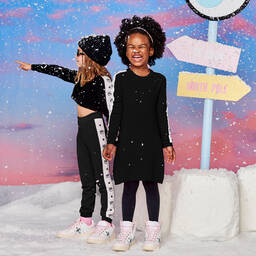 كيّارا فيراغني كيدز-كنزة مزيج صوف وكشمير محبوك لون أسود للبنات | Childrensalon Outlet