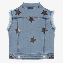 Chiara Ferragni Kids-Голубой джинсовый жилет со звездами для девочек | Childrensalon Outlet