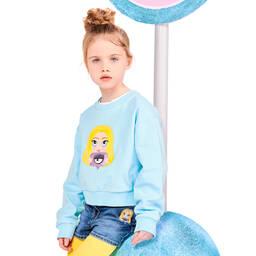 Chiara Ferragni Kids-Голубой свитшот Mascotte для девочек | Childrensalon Outlet