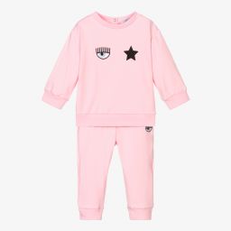 Chiara Ferragni Kids-تراكسوت أطفال بناتي قطن جيرسي لون زهري فاتح | Childrensalon Outlet