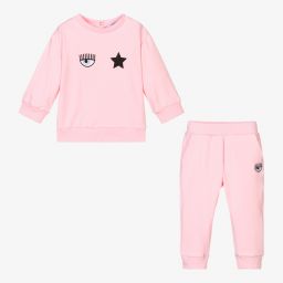 Chiara Ferragni Kids-تراكسوت أطفال بناتي قطن جيرسي لون زهري فاتح | Childrensalon Outlet