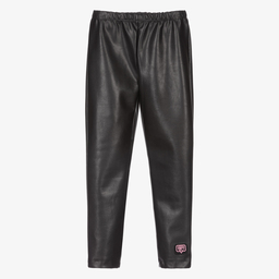 كيّارا فيراغني كيدز-ليغنغز جلد صناعي لون أسود للبنات | Childrensalon Outlet