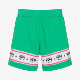Chiara Ferragni Kids-Зеленые хлопковые шорты для девочек | Childrensalon Outlet