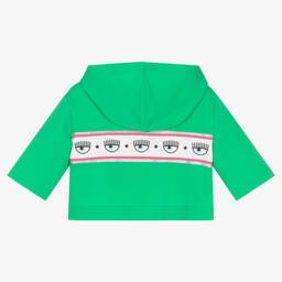 كيّارا فيراغني كيدز-توب هودي قصير قطن جيرسي لون أخضر للبنات | Childrensalon Outlet