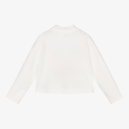 كيّارا فيراغني كيدز-توب قطن جيرسي لون عاجي للبنات | Childrensalon Outlet