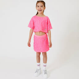 كيّارا فيراغني كيدز-توب قصير تول مزين بترتر لون زهري نيون للبنات | Childrensalon Outlet