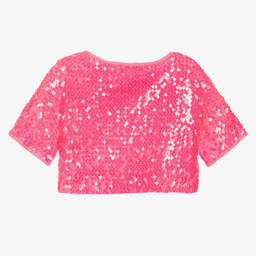 كيّارا فيراغني كيدز-توب قصير تول مزين بترتر لون زهري نيون للبنات | Childrensalon Outlet