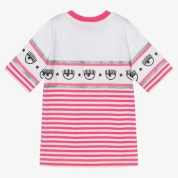 كيّارا فيراغني كيدز-تيشيرت قطن مقلم لون زهري للبنات | Childrensalon Outlet