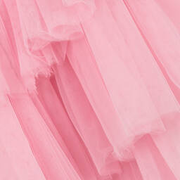 كيّارا فيراغني كيدز-فستان قطن فوال وتول بطبقات لون زهري للبنات | Childrensalon Outlet