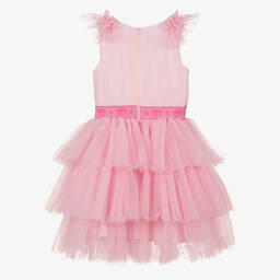 كيّارا فيراغني كيدز-فستان قطن فوال وتول بطبقات لون زهري للبنات | Childrensalon Outlet