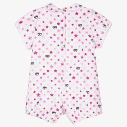 Chiara Ferragni Kids-Белый песочник с принтом | Childrensalon Outlet