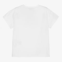 كيّارا فيراغني كيدز-تيشيرت قطن لون أبيض للبنات | Childrensalon Outlet