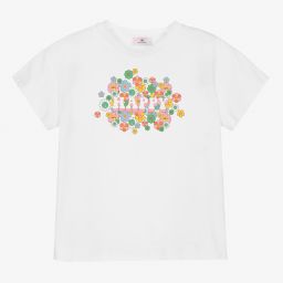 كيّارا فيراغني كيدز-تيشيرت قطن لون أبيض للبنات | Childrensalon Outlet