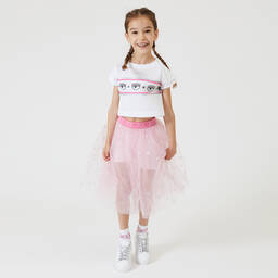 Chiara Ferragni Kids-Белая укороченная футболка | Childrensalon Outlet