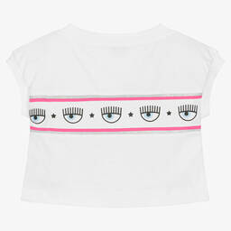 Chiara Ferragni Kids-Белая укороченная футболка | Childrensalon Outlet