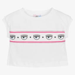 Chiara Ferragni Kids-Белая укороченная футболка | Childrensalon Outlet