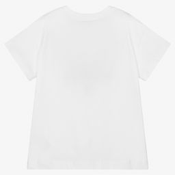 كيّارا فيراغني كيدز-تيشيرت قطن لون أبيض للبنات | Childrensalon Outlet