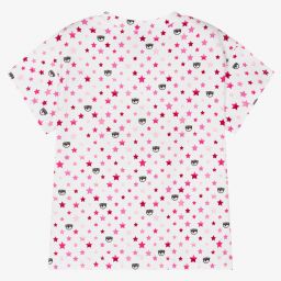 كيّارا فيراغني كيدز-تيشيرت قطن جيرسي لون أبيض وزهري للبنات | Childrensalon Outlet