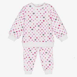 Chiara Ferragni Kids-Girls White & Pink Tracksuit | Childrensalon Outlet