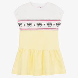 كيّارا فيراغني كيدز-فستان قطن جيرسي لون أصفر | Childrensalon Outlet
