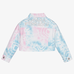 Chiara Ferragni Kids-Розово-голубая куртка с эффектом тай-дай | Childrensalon Outlet