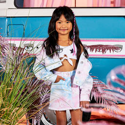 Chiara Ferragni Kids-Розово-голубая куртка с эффектом тай-дай | Childrensalon Outlet