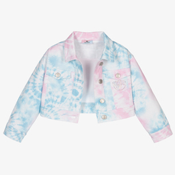 Chiara Ferragni Kids-Розово-голубая куртка с эффектом тай-дай | Childrensalon Outlet
