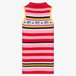 كيّارا فيراغني كيدز-فستان قطن مقلم لون زهري وأحمر وأسود وأصفر | Childrensalon Outlet