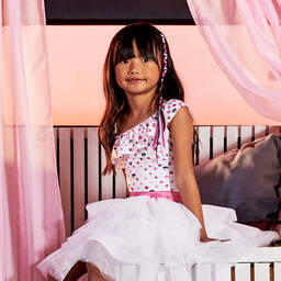 Chiara Ferragni Kids-White & Pink Logo Swimsuit | Childrensalon Outlet