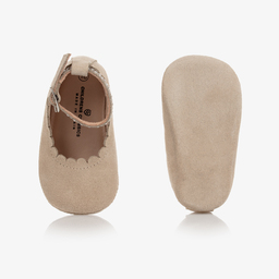 تشيلدرن كلاسيكس-حذاء شامواه لون بيج لمرحلة قبل المشي للمولودات | Childrensalon Outlet